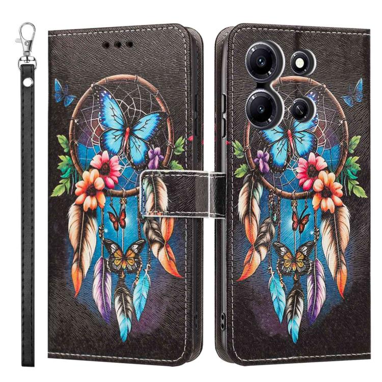 For Infinix Note 30i Painted Pattern Vegan Leather Phone Case with Strap