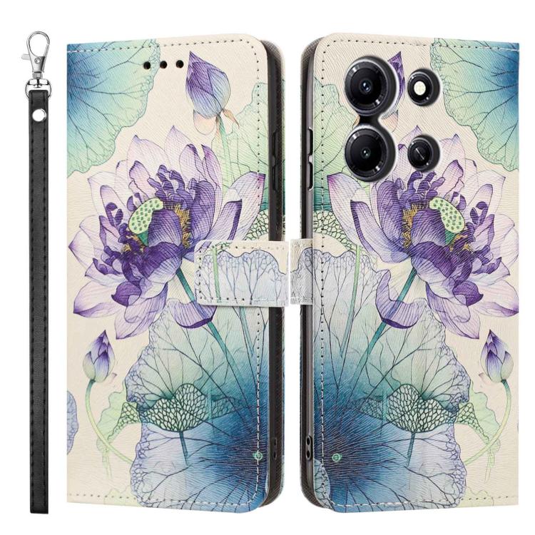 For Infinix Note 30i Painted Pattern Vegan Leather Phone Case with Strap