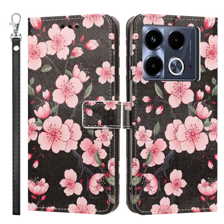 For Infinix Note 40 Painted Pattern Vegan Leather Phone Case with Strap