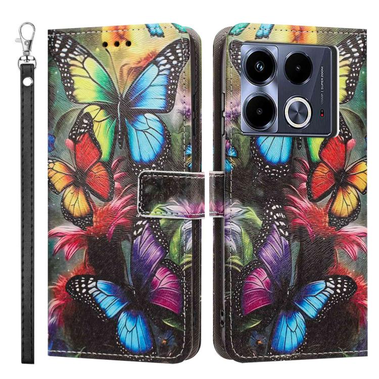 For Infinix Note 40 Painted Pattern Vegan Leather Phone Case with Strap