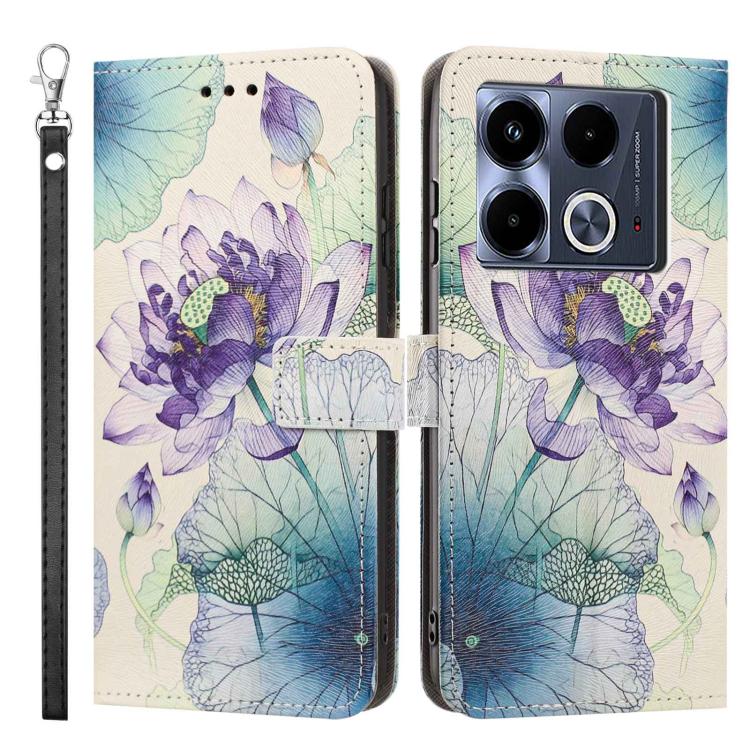 For Infinix Note 40 Painted Pattern Vegan Leather Phone Case with Strap