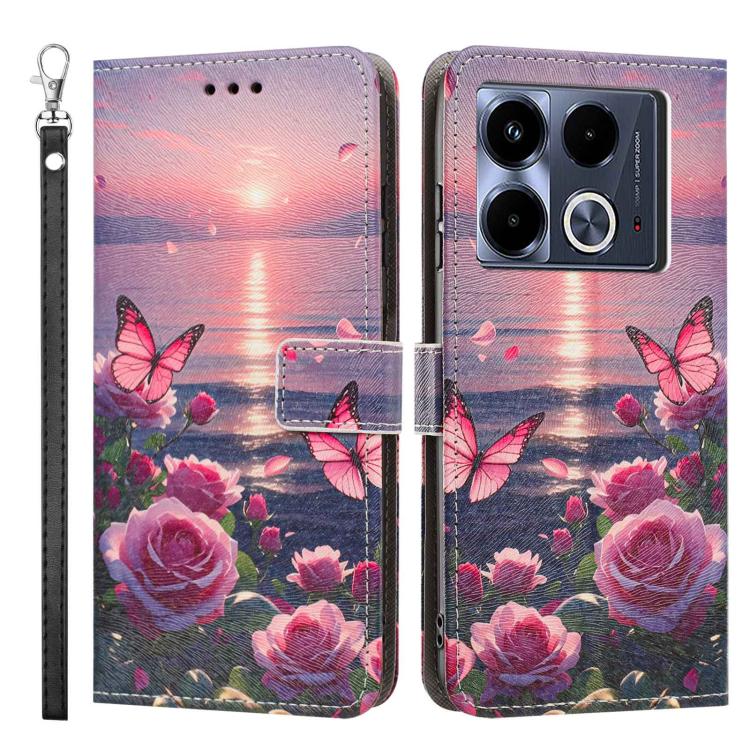 For Infinix Note 40 5G Painted Pattern Vegan Leather Phone Case with Strap
