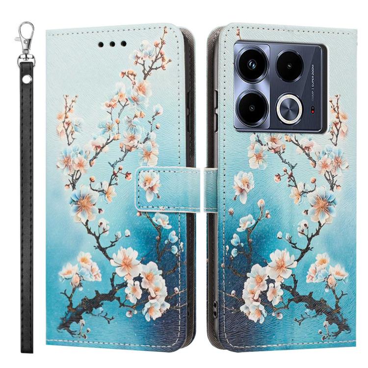 For Infinix Note 40 5G Painted Pattern Vegan Leather Phone Case with Strap