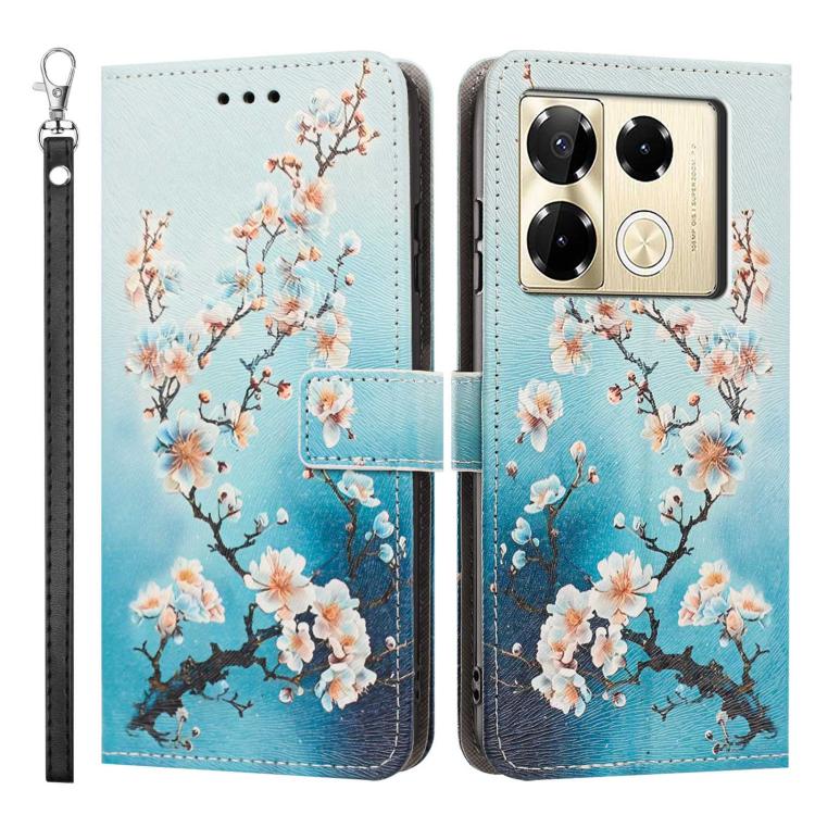 For Infinix Note 40 Pro Painted Pattern Vegan Leather Phone Case with Strap