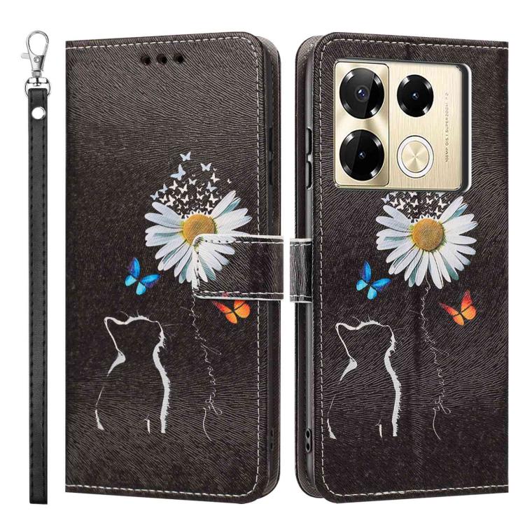 For Infinix Note 40 Pro Painted Pattern Vegan Leather Phone Case with Strap