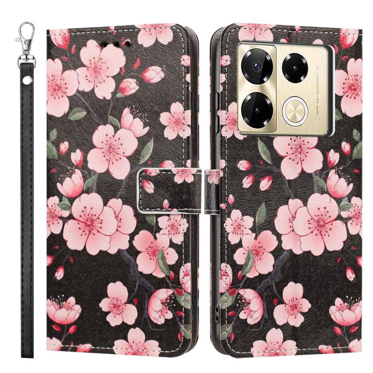 For Infinix Note 40 Pro Painted Pattern Vegan Leather Phone Case with Strap
