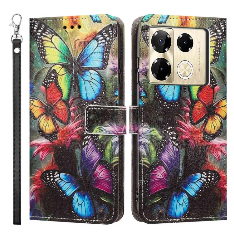 For Infinix Note 40 Pro Painted Pattern Vegan Leather Phone Case with Strap