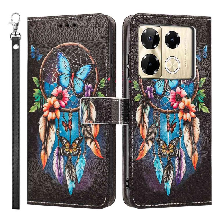 For Infinix Note 40 Pro Painted Pattern Vegan Leather Phone Case with Strap