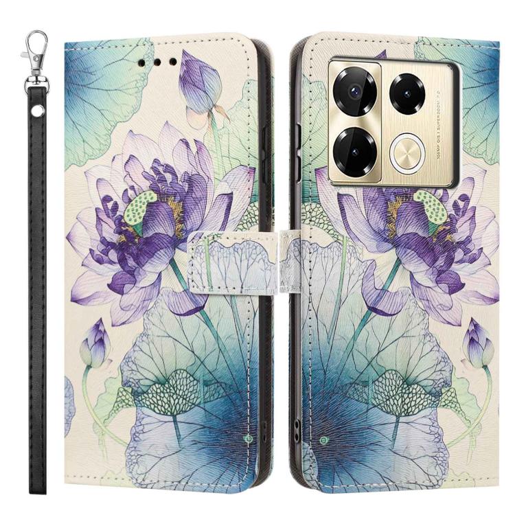 For Infinix Note 40 Pro Painted Pattern Vegan Leather Phone Case with Strap