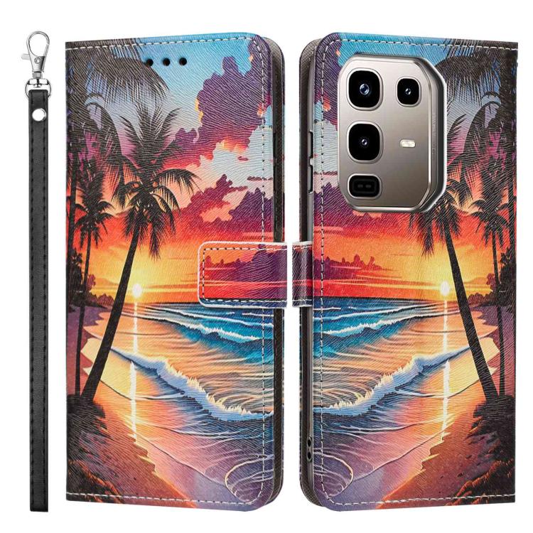 For Infinix Note 50x Painted Pattern Vegan Leather Phone Case with Strap