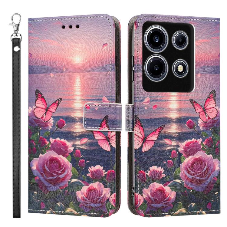For Infinix Note 30 VIP Painted Pattern Vegan Leather Phone Case with Strap