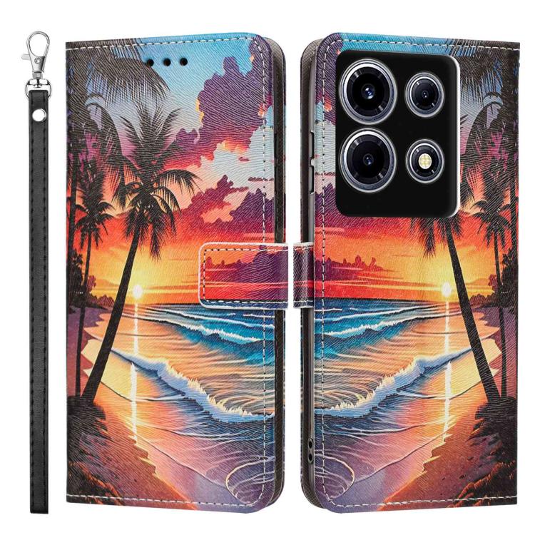 For Infinix Note 30 VIP Painted Pattern Vegan Leather Phone Case with Strap
