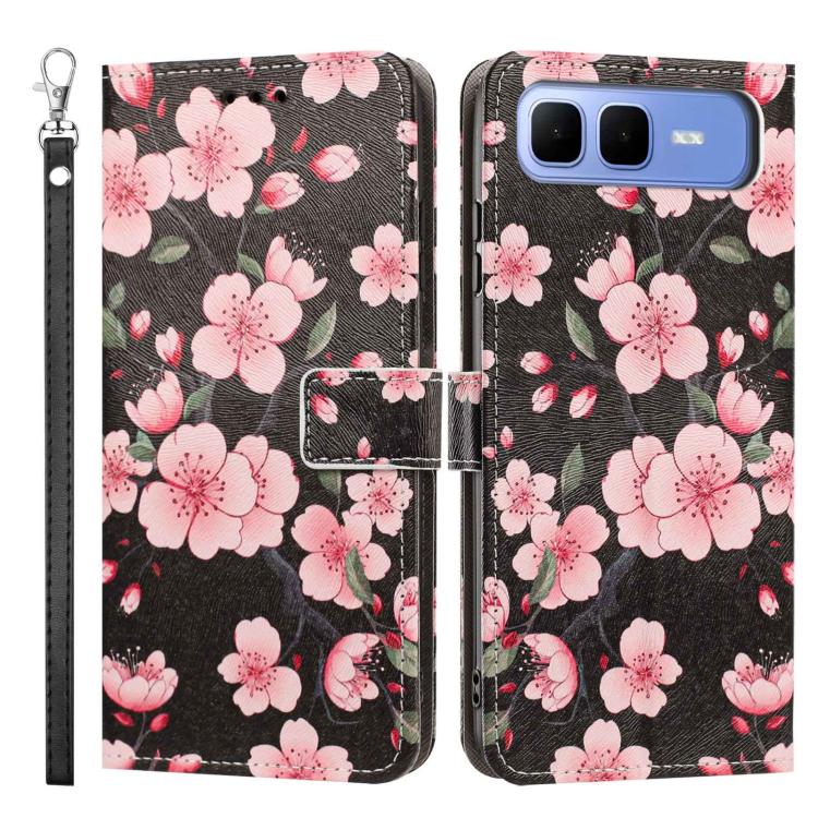 For Infinix Smart 10 Plus 4G Painted Pattern Vegan Leather Phone Case with Strap