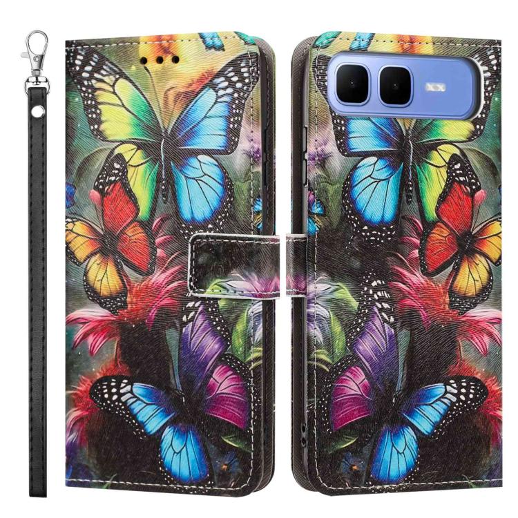 For Infinix Smart 10 Plus 4G Painted Pattern Vegan Leather Phone Case with Strap