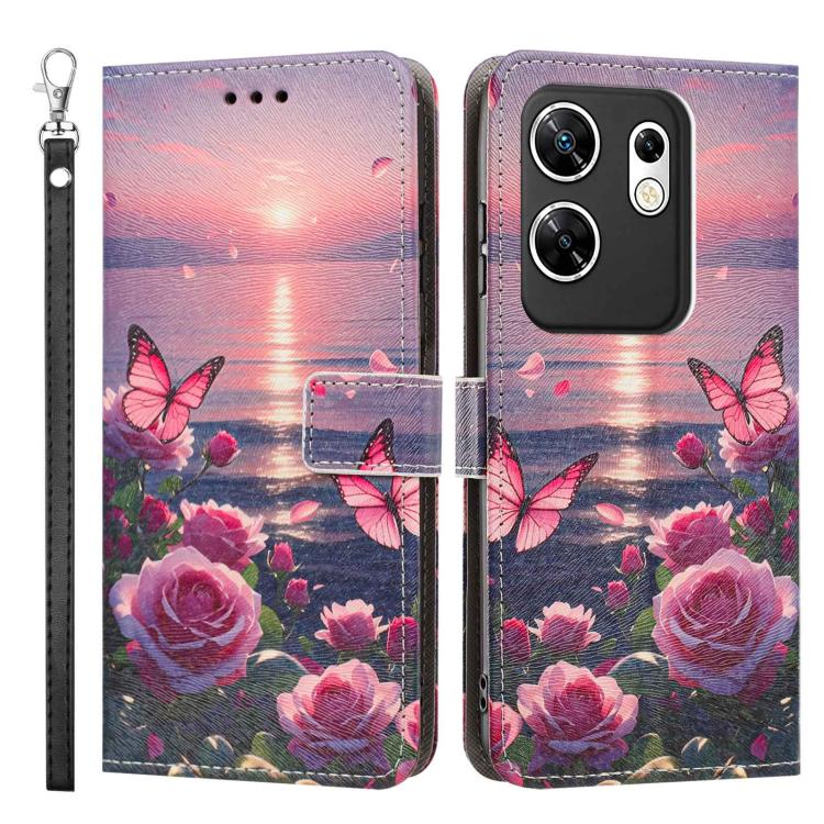 For Infinix Zero 30 4G Painted Pattern Vegan Leather Phone Case with Strap
