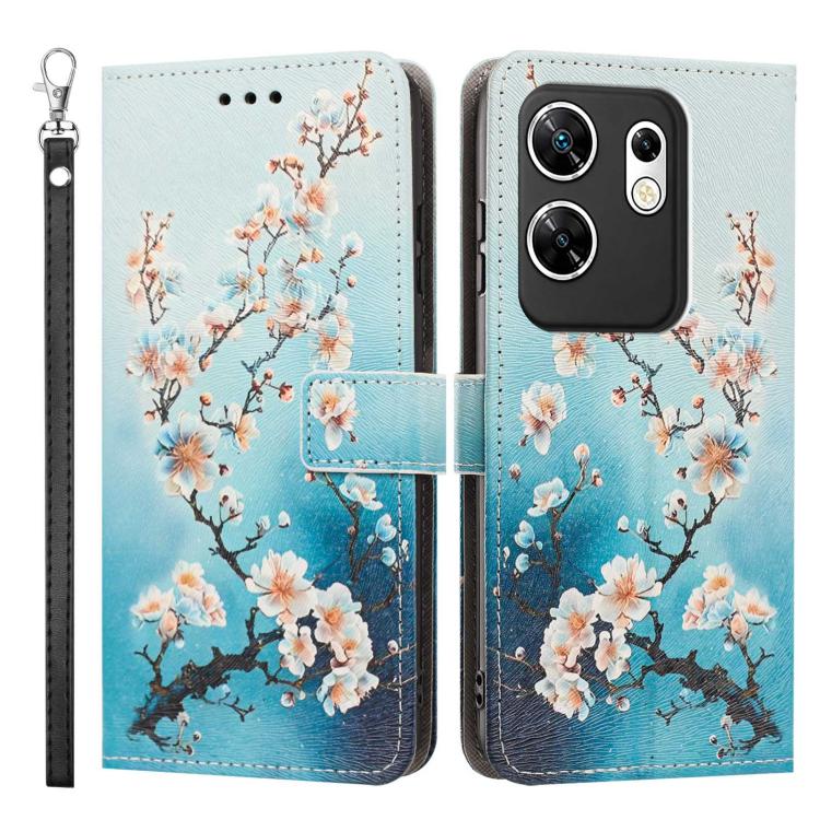 For Infinix Zero 30 4G Painted Pattern Vegan Leather Phone Case with Strap