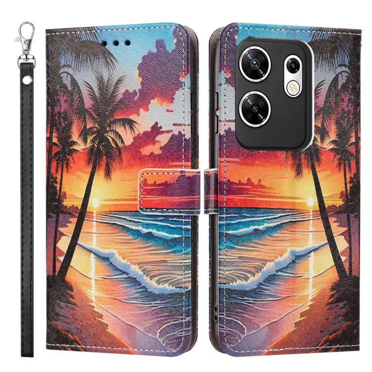 For Infinix Zero 30 4G Painted Pattern Vegan Leather Phone Case with Strap