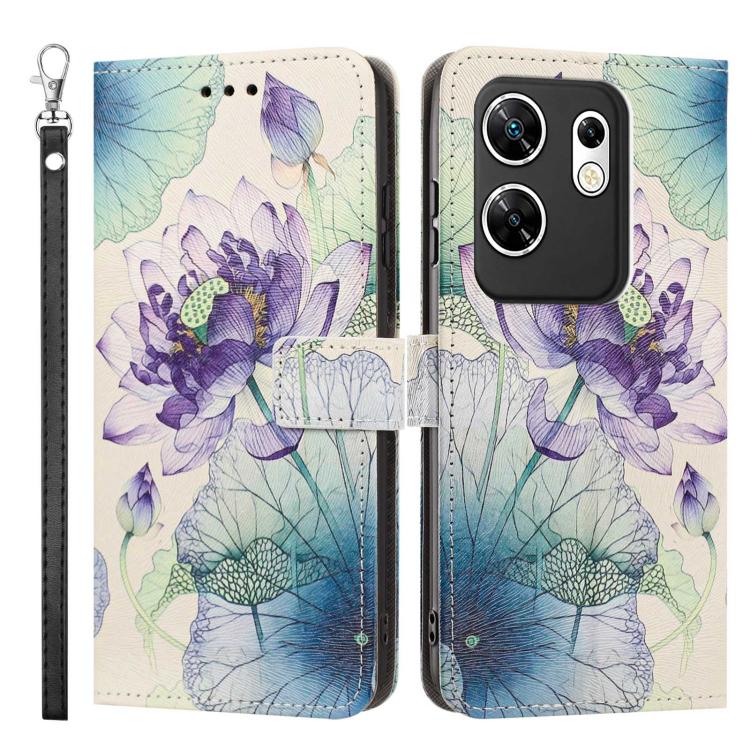For Infinix Zero 30 4G Painted Pattern Vegan Leather Phone Case with Strap