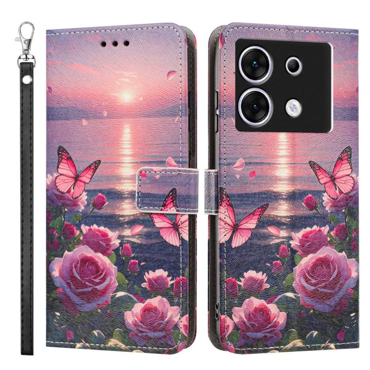 For Infinix Zero 30 5G Painted Pattern Vegan Leather Phone Case with Strap