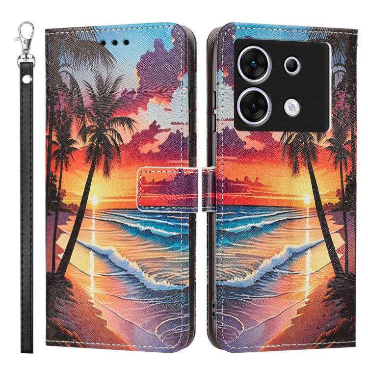 For Infinix Zero 30 5G Painted Pattern Vegan Leather Phone Case with Strap