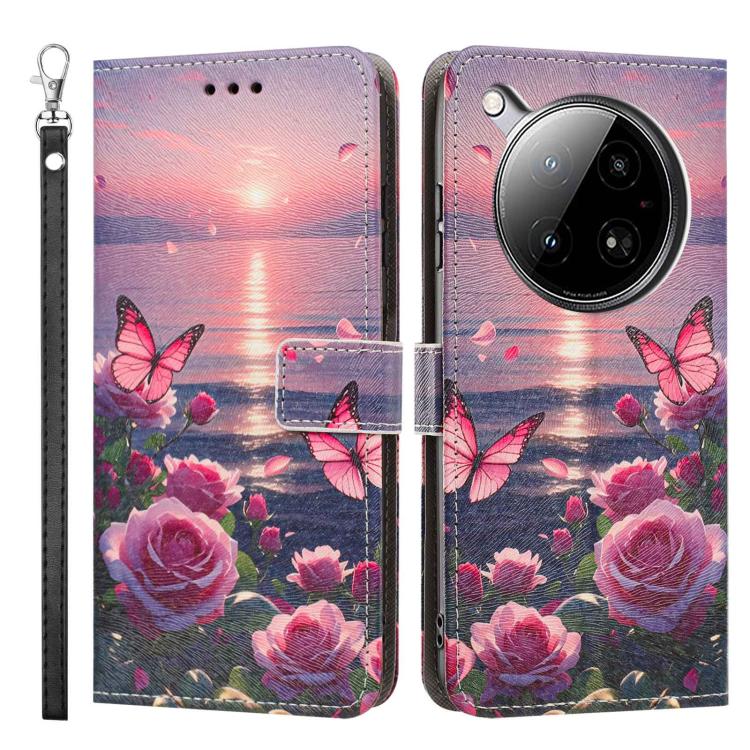 For Infinix Zero 40/Zero 40 4G Painted Pattern Vegan Leather Phone Case with Strap