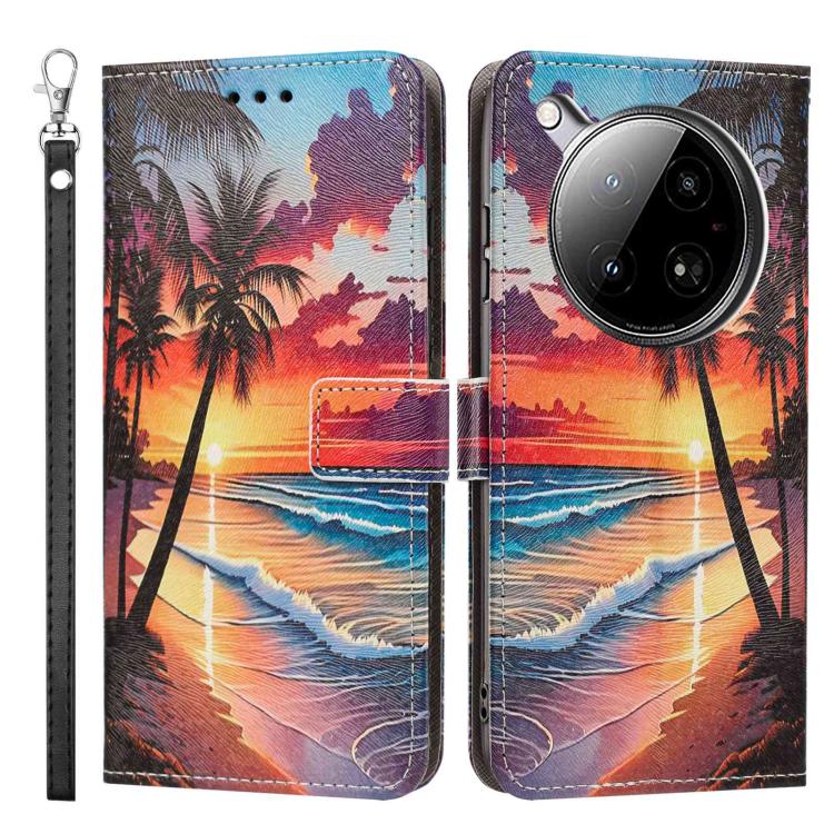 For Infinix Zero 40/Zero 40 4G Painted Pattern Vegan Leather Phone Case with Strap