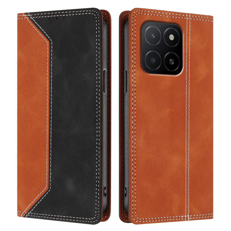 For Honor X5b / X5b Plus Skin Feel Two-tone RFID Blocking Vegan Leather Phone Case