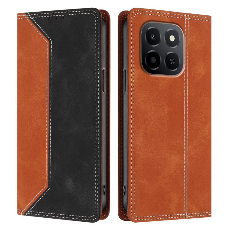 For Honor X6c Skin Feel Two-tone RFID Blocking Vegan Leather Phone Case