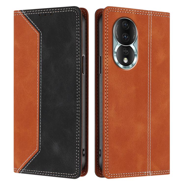 For Honor 80 Skin Feel Two-tone RFID Blocking Vegan Leather Phone Case