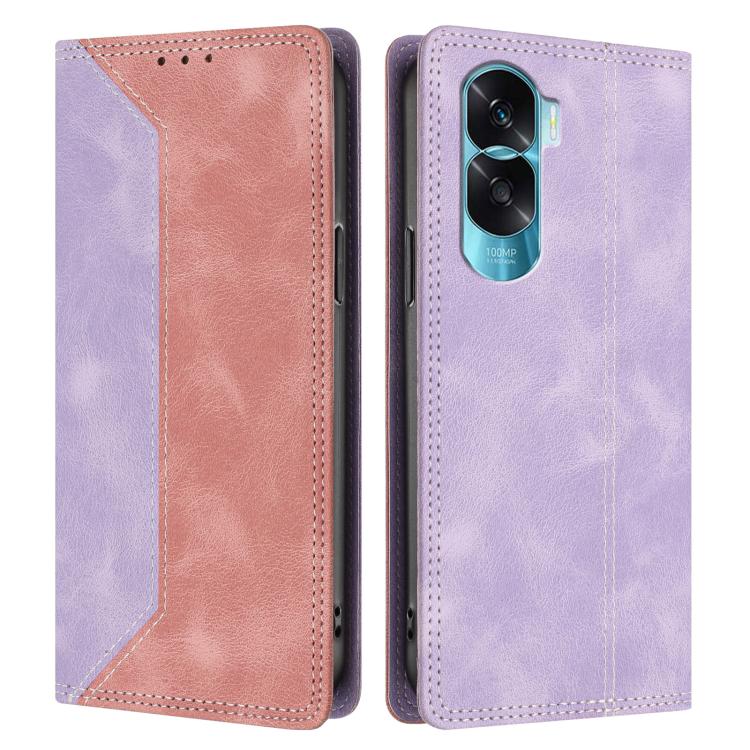 For Honor 90 Lite Skin Feel Two-tone RFID Blocking Vegan Leather Phone Case