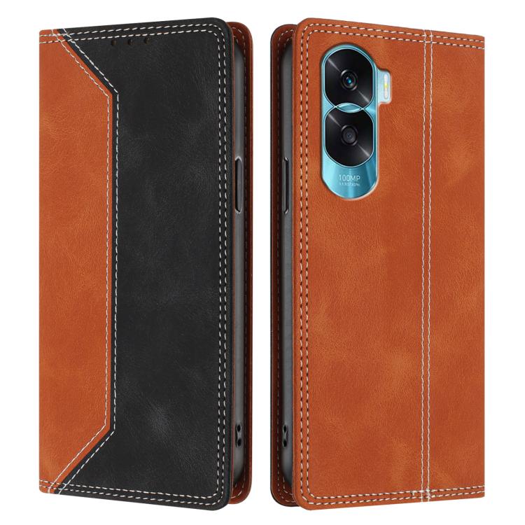 For Honor 90 Lite Skin Feel Two-tone RFID Blocking Vegan Leather Phone Case