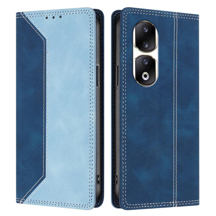 For Honor 90 Pro Skin Feel Two-tone RFID Blocking Vegan Leather Phone Case