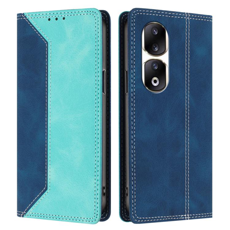 For Honor 90 Pro Skin Feel Two-tone RFID Blocking Vegan Leather Phone Case