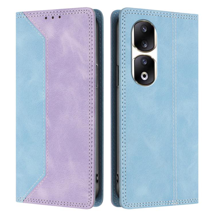 For Honor 90 Pro Skin Feel Two-tone RFID Blocking Vegan Leather Phone Case