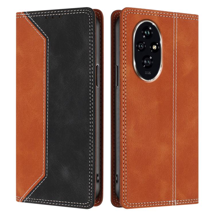 For Honor 200 Pro Skin Feel Two-tone RFID Blocking Vegan Leather Phone Case