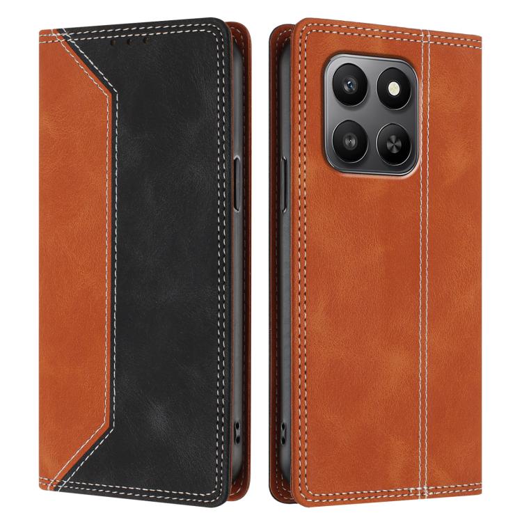For Honor 400 Smart 4G / 5G Skin Feel Two-tone RFID Blocking Vegan Leather Phone Case