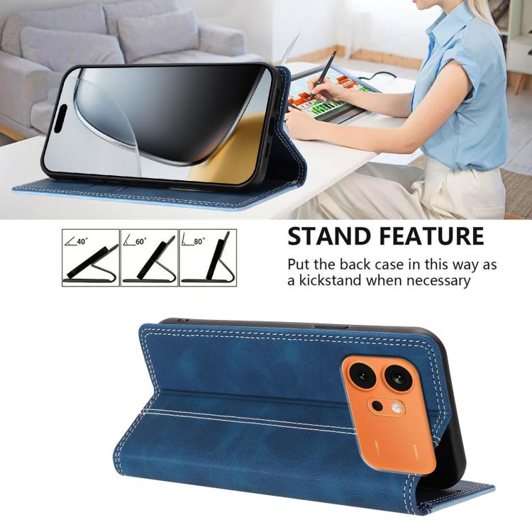 For Honor 600 / 600 Pro Global Skin Feel Two-tone RFID Blocking Vegan Leather Phone Case
