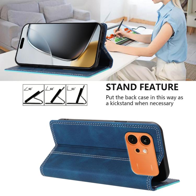 For Honor 600 / 600 Pro Global Skin Feel Two-tone RFID Blocking Vegan Leather Phone Case