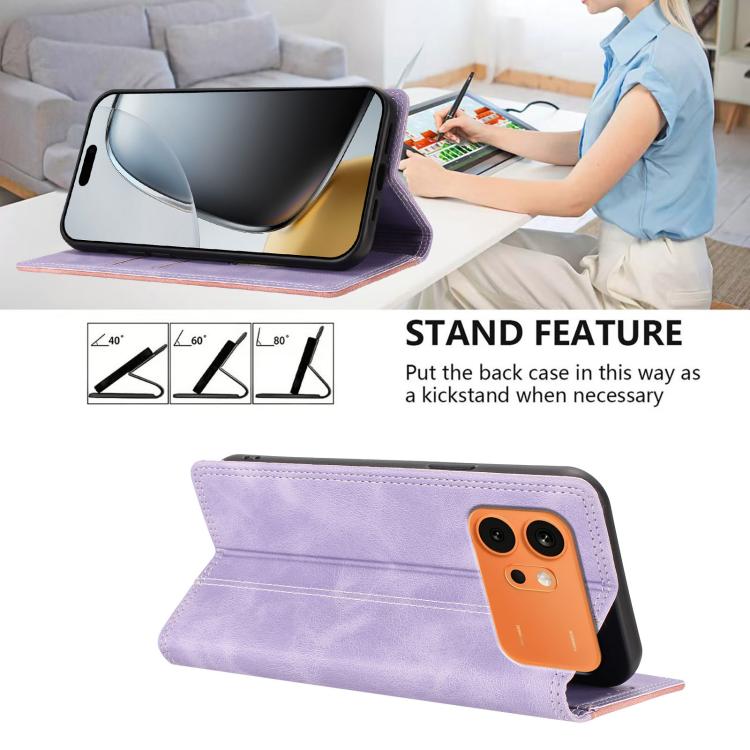 For Honor 600 / 600 Pro Global Skin Feel Two-tone RFID Blocking Vegan Leather Phone Case