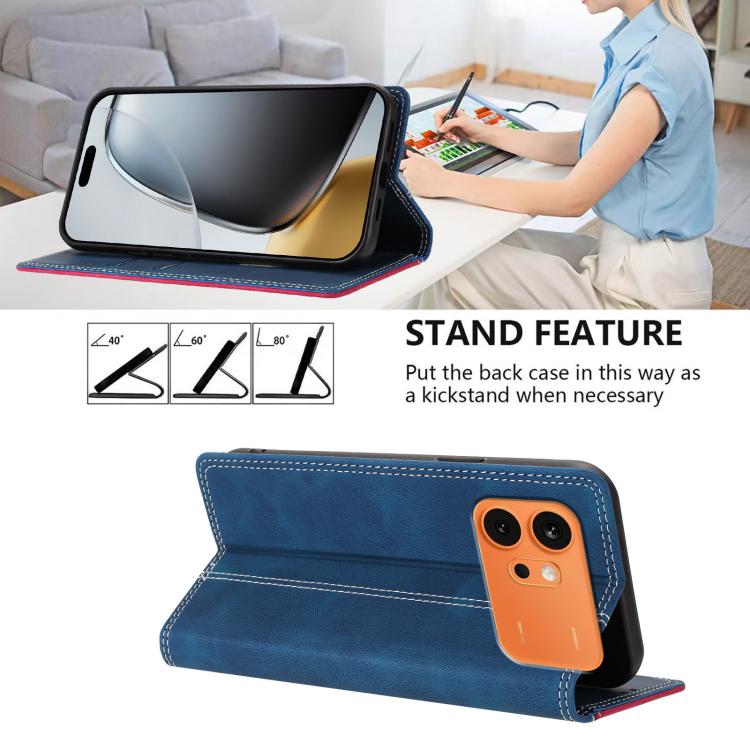For Honor 600 / 600 Pro Global Skin Feel Two-tone RFID Blocking Vegan Leather Phone Case
