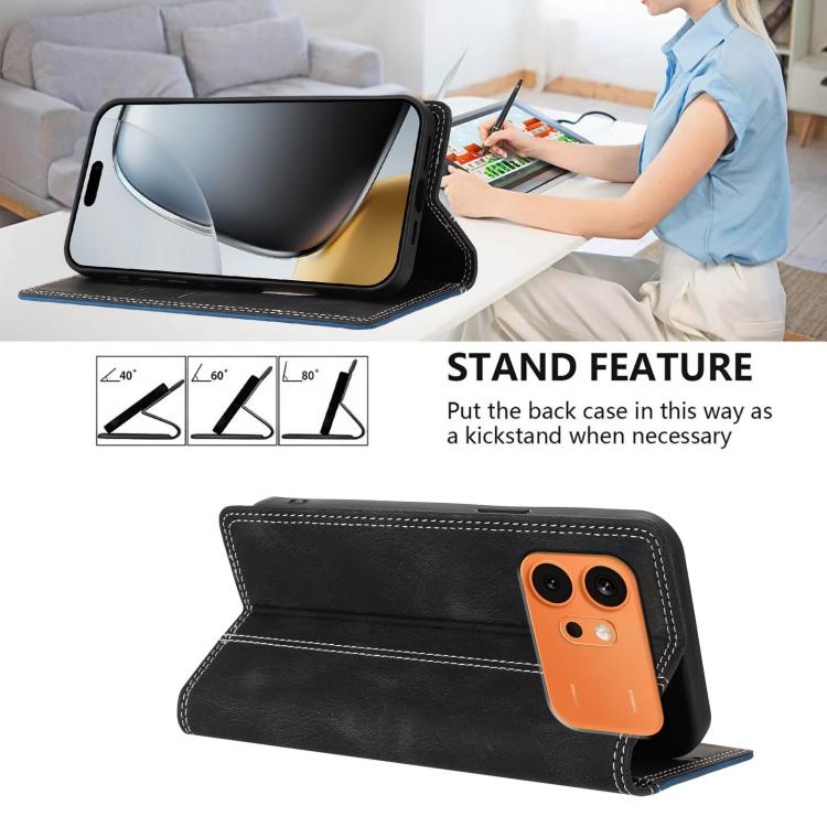 For Honor 600 / 600 Pro Global Skin Feel Two-tone RFID Blocking Vegan Leather Phone Case