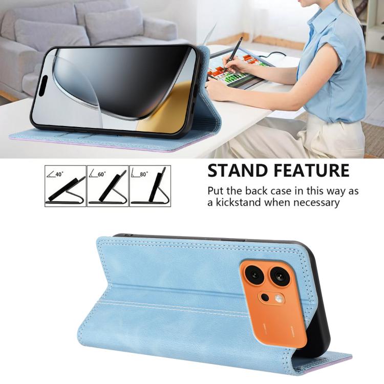 For Honor 600 / 600 Pro Global Skin Feel Two-tone RFID Blocking Vegan Leather Phone Case
