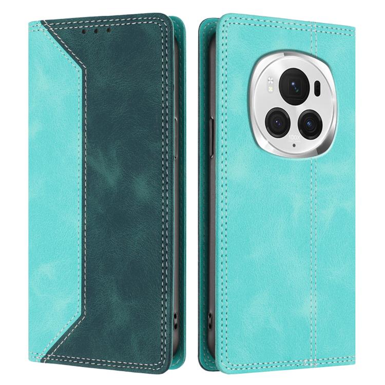 For Honor Magic6 Pro Skin Feel Two-tone RFID Blocking Vegan Leather Phone Case
