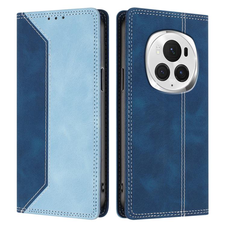For Honor Magic6 Pro Skin Feel Two-tone RFID Blocking Vegan Leather Phone Case