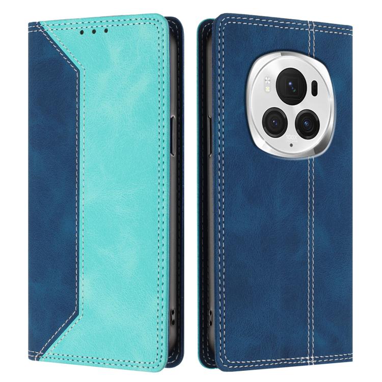 For Honor Magic6 Pro Skin Feel Two-tone RFID Blocking Vegan Leather Phone Case