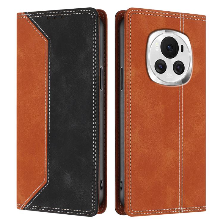 For Honor Magic6 Skin Feel Two-tone RFID Blocking Vegan Leather Phone Case
