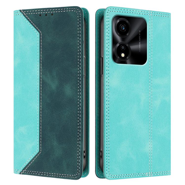 For Honor X5c Plus Skin Feel Two-tone RFID Blocking Vegan Leather Phone Case