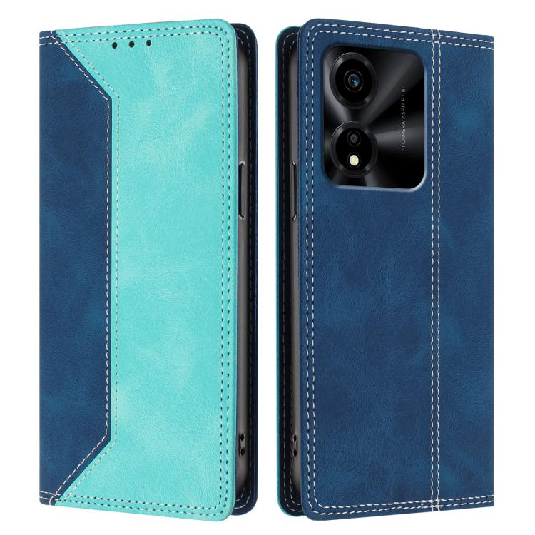 For Honor X5c Plus Skin Feel Two-tone RFID Blocking Vegan Leather Phone Case