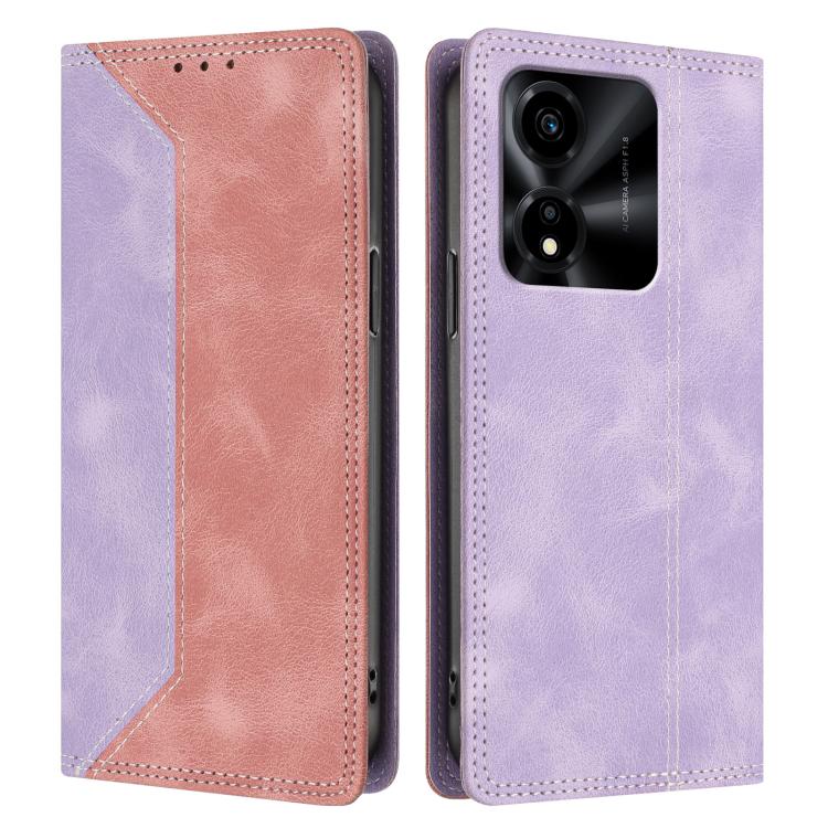 For Honor X5c Plus Skin Feel Two-tone RFID Blocking Vegan Leather Phone Case