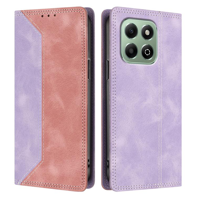 For Honor X6b Skin Feel Two-tone RFID Blocking Vegan Leather Phone Case